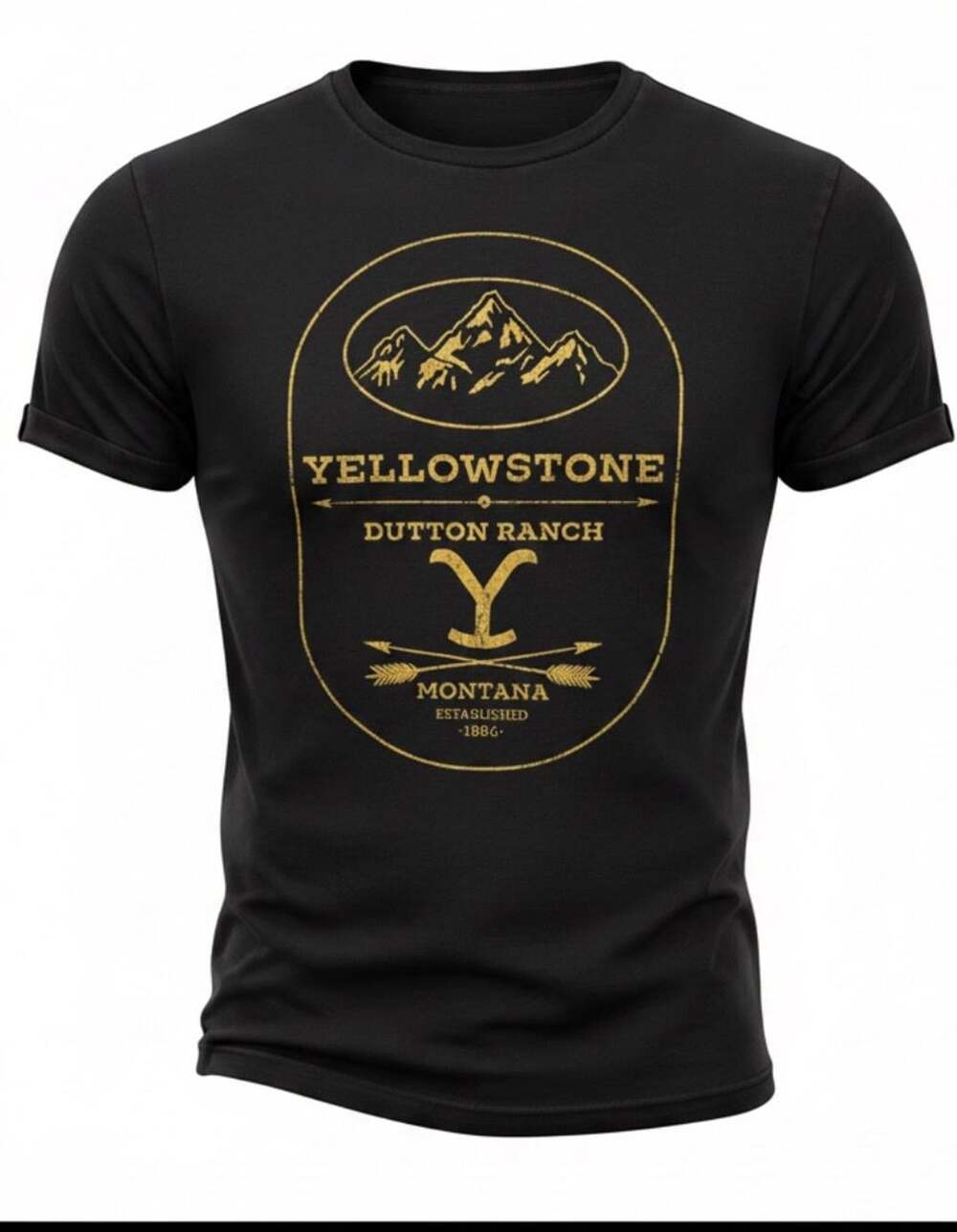 Yellowstone Dutton Ranch Montana Est 1886 Official TV Show Black T-Shirt Size L